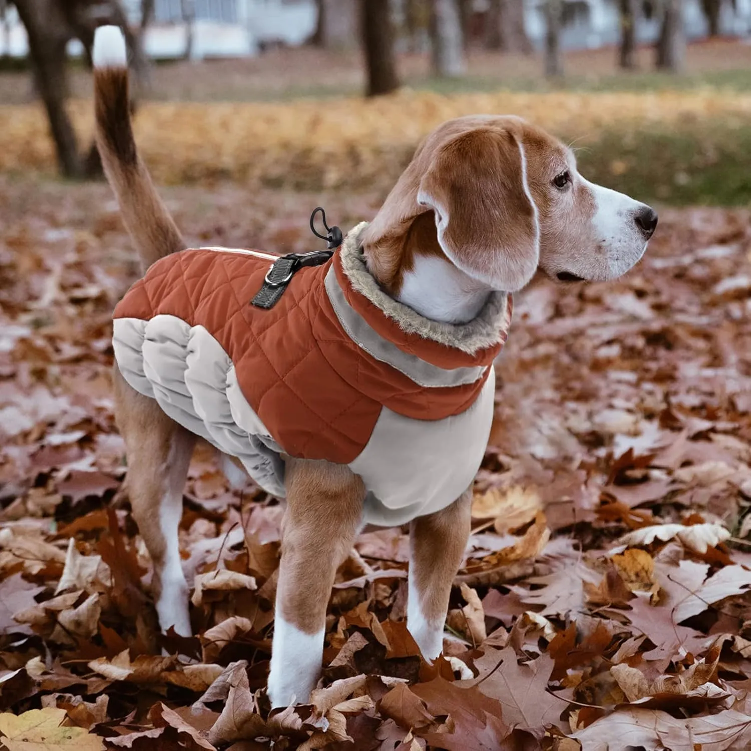 Lelepet Warm Winter Dog Coat - X-Large, Waterproof, Windproof, Reflective, Fleece Vest with Turtleneck & Zipper - Jacket for Large Dogs in Cold Weather, Brown, XL