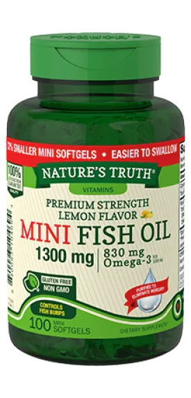 Lemon Flavor Mini Fish Oil Premium Strength 1300MG