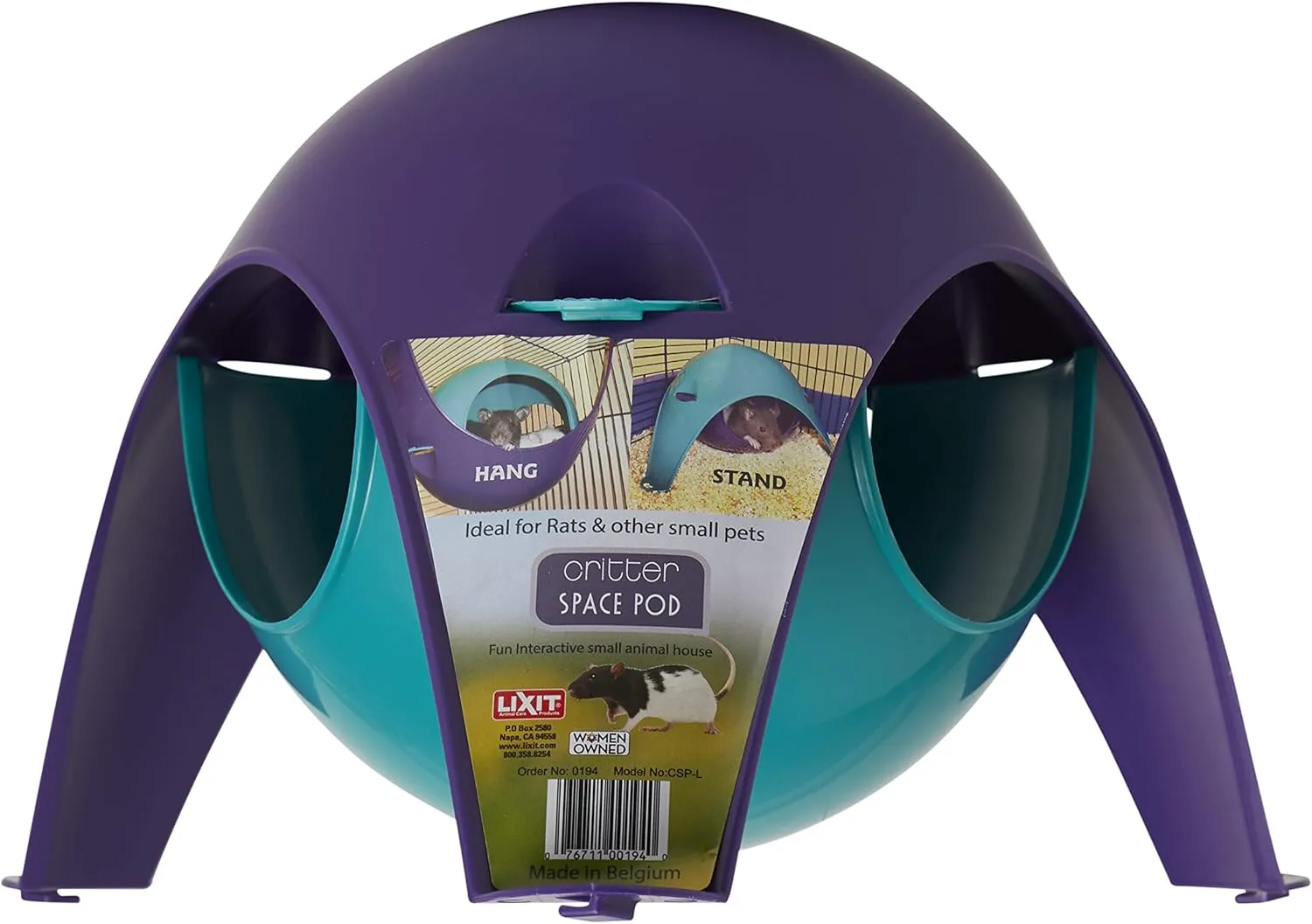 Lixit Igloos and Hideaways for Guinea Pigs, Rats, Mice, Hamsters, Gerbils and Other Small Animals (Assorted Pack of 2, Large Space Pod)