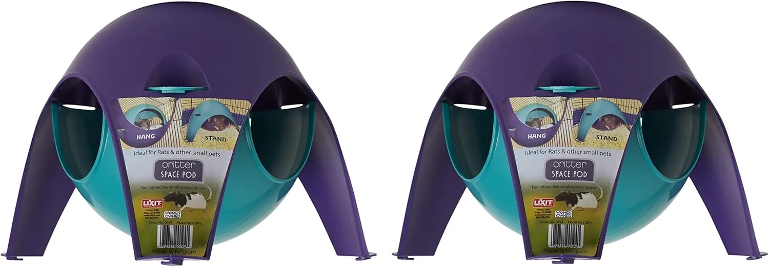 Lixit Igloos and Hideaways for Guinea Pigs, Rats, Mice, Hamsters, Gerbils and Other Small Animals (Assorted Pack of 2, Large Space Pod)
