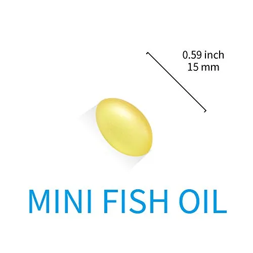 Lovita Mini Fish Oil 500mg, High Concentrated Omega 3, Easy to Swallow for Women and Senior, Burpless, 90 Enteric Coated Softgels