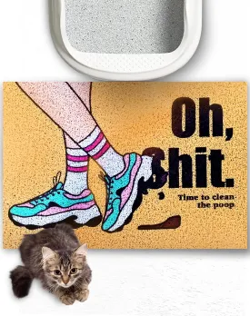 Lukamoo Cute Cat Litter Mat (24X16), for Kitty Litter & Cat Litter Box, Independent Artist Designed [Comedian Taped Cats Series] (Sneakers)