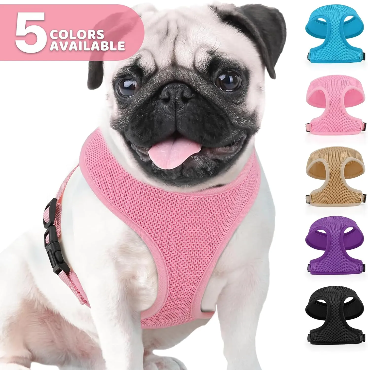 Magshion Dog Vest Harness with Adjustable Chest for Large Dog, Breathable Mesh Padded Pet Harness with with Buckles & Back D-Rings, Pet Supplies for Walking Training, No Pull No Choke, Pink, L