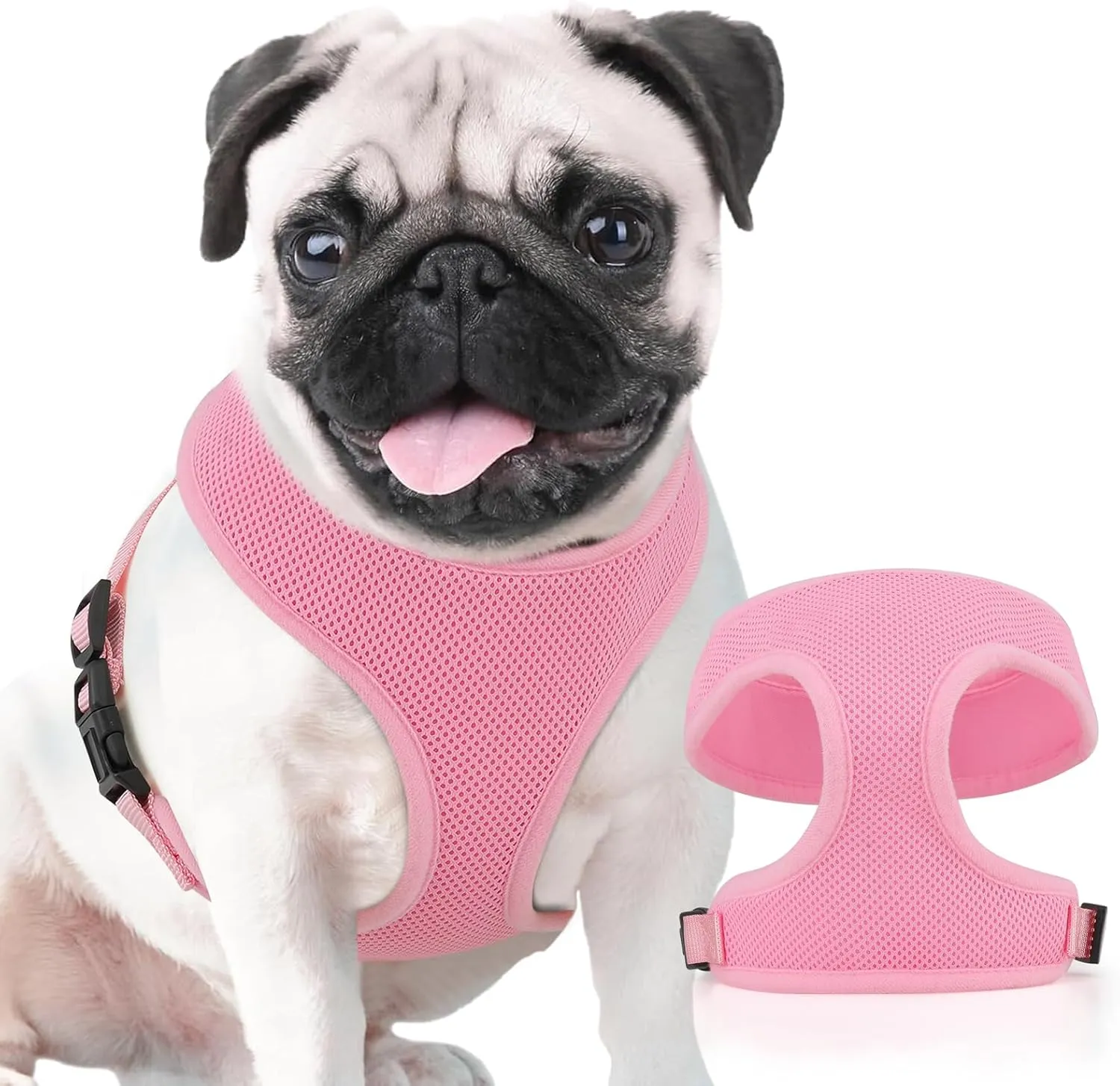 Magshion Dog Vest Harness with Adjustable Chest for Large Dog, Breathable Mesh Padded Pet Harness with with Buckles & Back D-Rings, Pet Supplies for Walking Training, No Pull No Choke, Pink, L