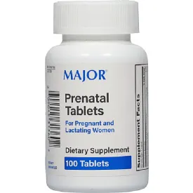 Major Prenatal Vitamin Tablets for Pregnant & Lactating Women 100 Count