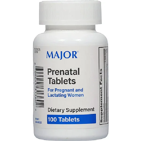 Major Prenatal Vitamin Tablets for Pregnant & Lactating Women 100 Count