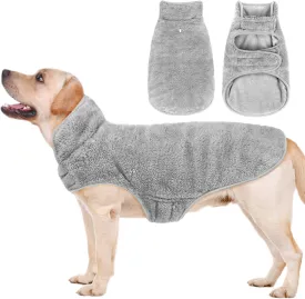 Malier Reversible Fleece Dog Coat, Windproof Warm Jacket for Dogs, Snow Vest - Gray, Medium