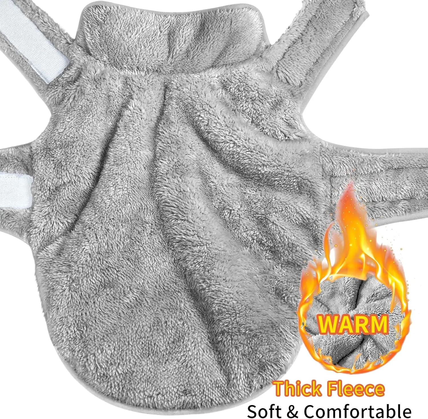 Malier Reversible Fleece Dog Coat, Windproof Warm Jacket for Dogs, Snow Vest - Gray, Medium
