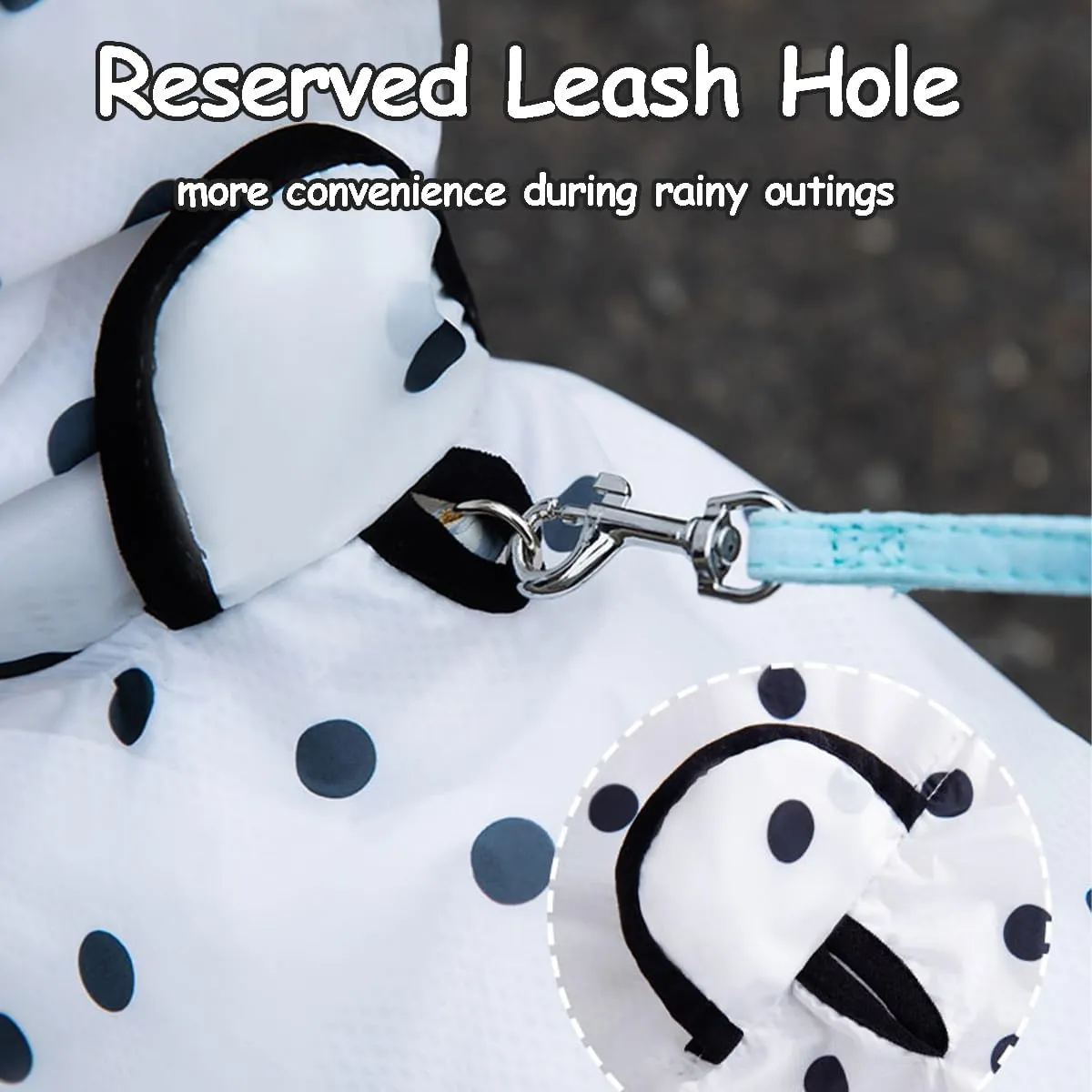 MANON ROSA Dog Clothes- Waterproof & Quick-Drying Puppy Raincoat with Hood and Leash Hole Cute Hooded Rain Poncho Gear for Small Medium Large Dogs Dot XS