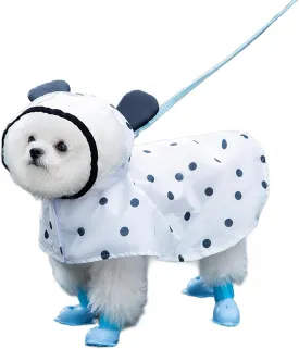 MANON ROSA Dog Clothes- Waterproof & Quick-Drying Puppy Raincoat with Hood and Leash Hole Cute Hooded Rain Poncho Gear for Small Medium Large Dogs Dot XS