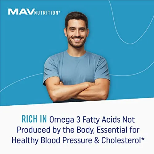 MAV Nutrition Fish Oil Omega 3   EPA & DHA, 3600 mg | Triple Strength Brain, Heart, Joints, Skin and Immune Support | 180 Non-GMO Lemon Flavor Burpless Softgels