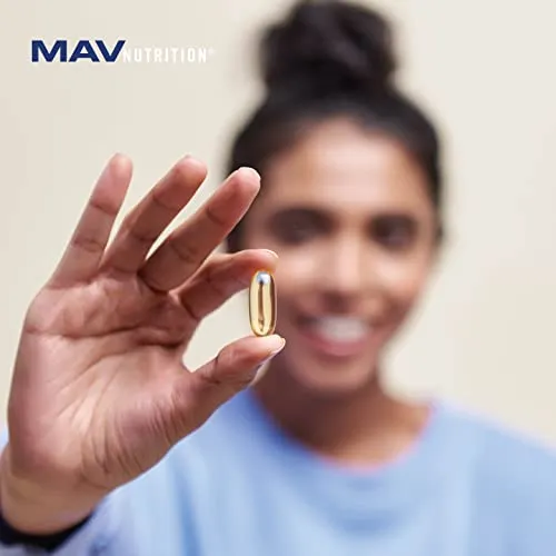 MAV Nutrition Fish Oil Omega 3   EPA & DHA, 3600 mg | Triple Strength Brain, Heart, Joints, Skin and Immune Support | 180 Non-GMO Lemon Flavor Burpless Softgels