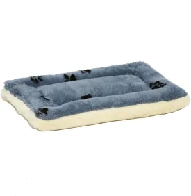 MidWest Homes for Pets Reversible Paw Print Pet Bed in Blue/White, Dog Bed Measures 17L x 11W x 1.5H for 'Tiny' Dog Breed, Machine Wash
