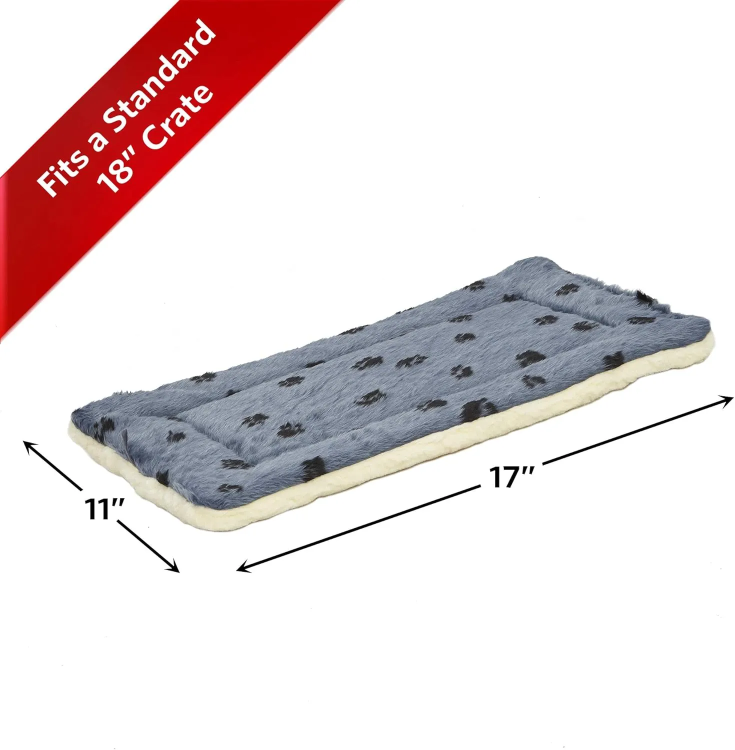 MidWest Homes for Pets Reversible Paw Print Pet Bed in Blue/White, Dog Bed Measures 17L x 11W x 1.5H for 'Tiny' Dog Breed, Machine Wash