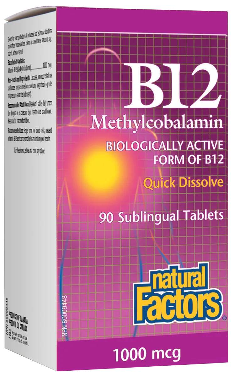 Natural Factors B-12 Methylcobalamin (1000Mcg) (90 Sublingual Tablets)