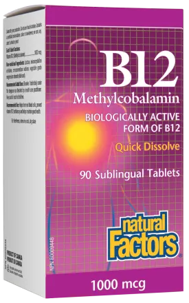 Natural Factors B-12 Methylcobalamin (1000Mcg) (90 Sublingual Tablets)