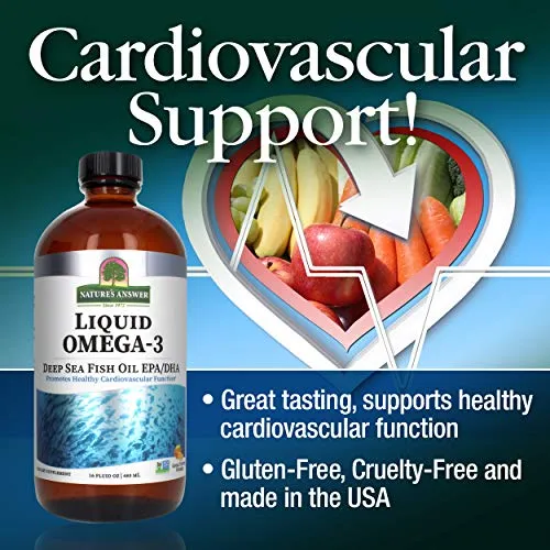 Nature's Answer Liquid Omega-3 | Deep Sea Fish Oil with EPA/DHA Dietary Supplement | Cardiovascular Support | No Preservatives & Gluten-Free 16oz (Pack of 1)