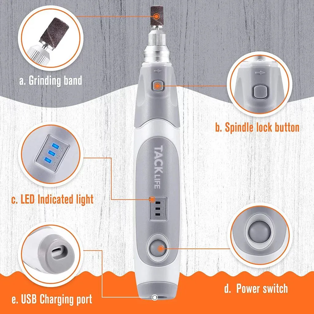 NEW TACKLIFE TKRT20D Dog Nail Clipper with Grinder, 3-Speed Electric Rechargeable Pet Nail Trimmer