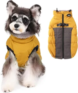 Norbi Dog Winter Coat, Warm Dog Coat Reflective Waterproof Turtleneck Cozy Dog Jacket (Large, Yellow)