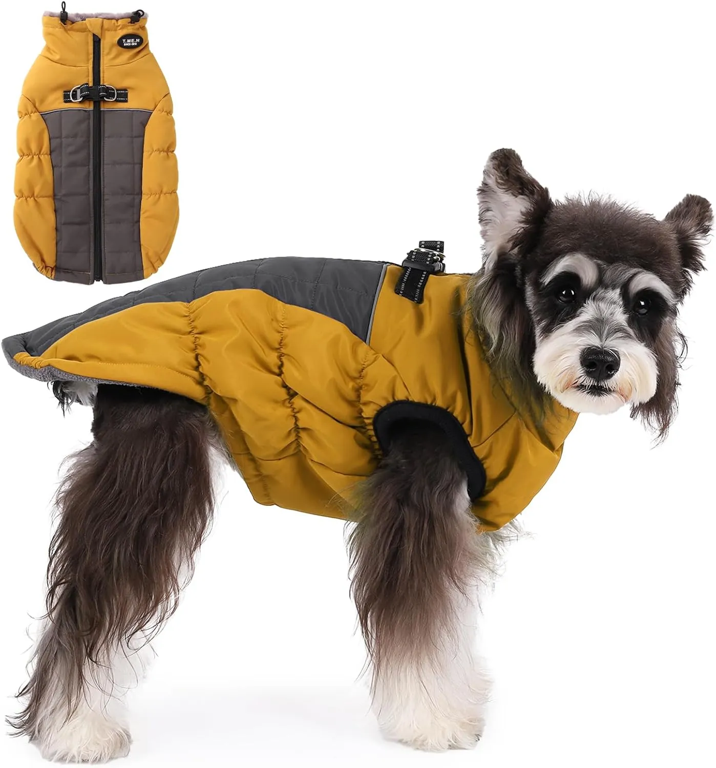 Norbi Dog Winter Coat, Warm Dog Coat Reflective Waterproof Turtleneck Cozy Dog Jacket (Large, Yellow)