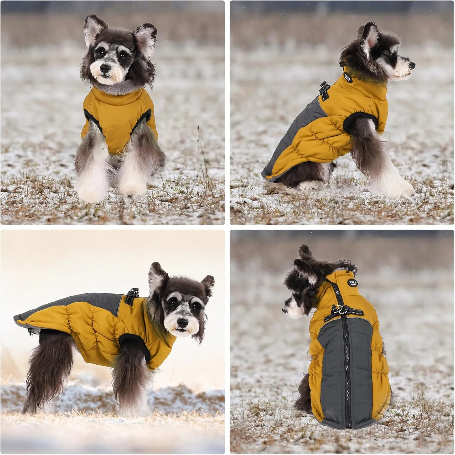 Norbi Dog Winter Coat, Warm Dog Coat Reflective Waterproof Turtleneck Cozy Dog Jacket (Large, Yellow)
