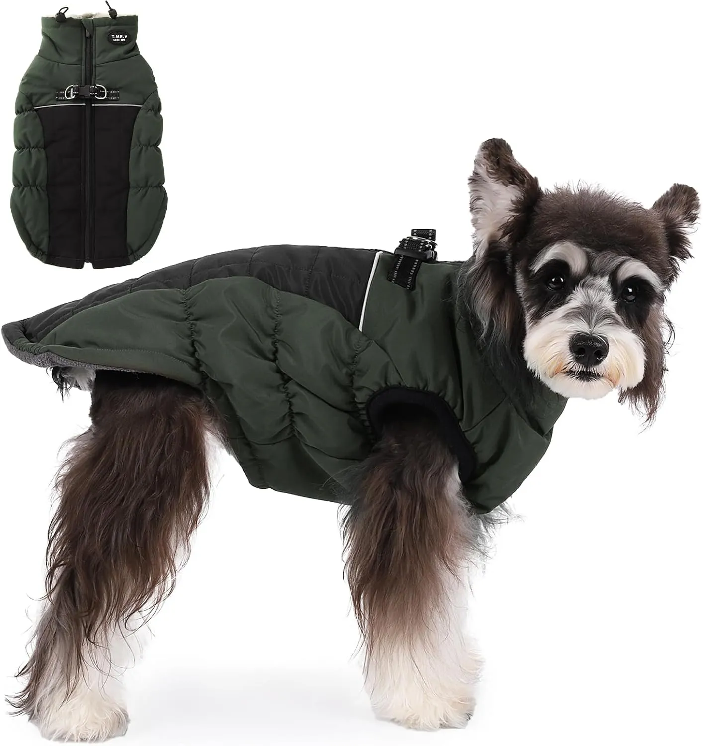 Norbi Winter Coat, Warm Reflective Waterproof Turtleneck Cozy Dog Jacket (Large, Army Green)