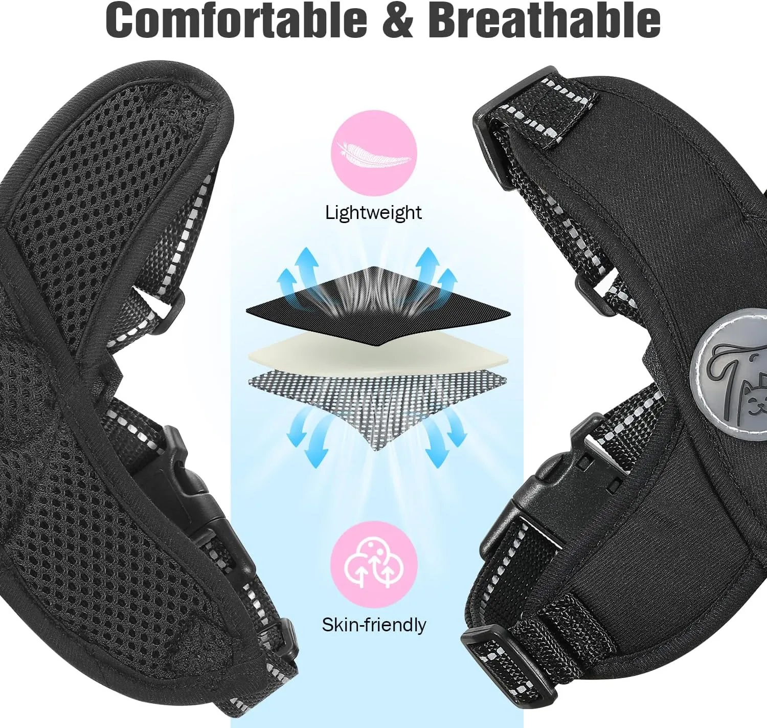 Pawaboo Small Dog Harness and Leash Set, Puppy Harness X-Frame No Pull No Choke, Dog Vest Harness Adjustable for Small Medium Sized Dogs, Soft Breathable Pet Harness for Walking Outing (S, Black)