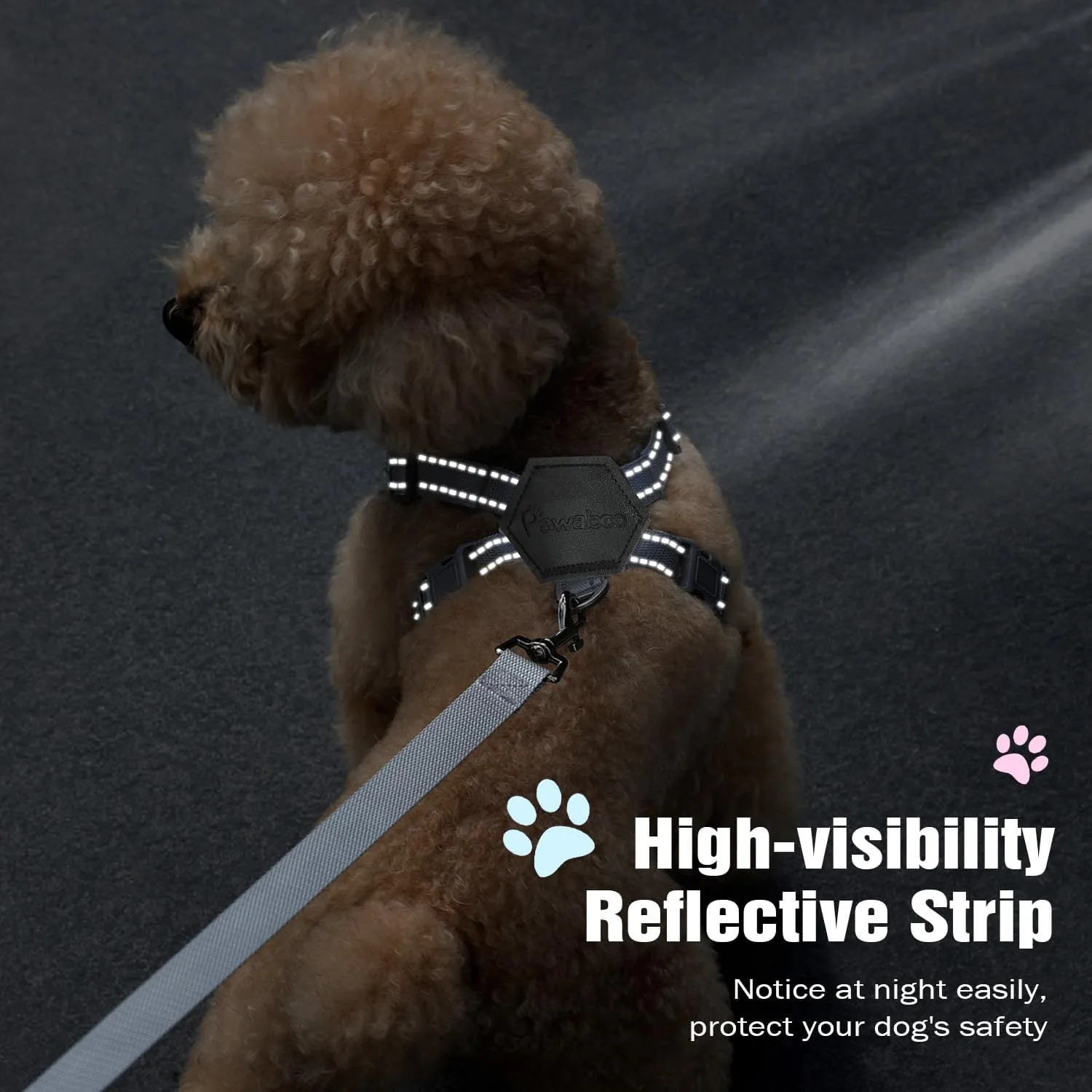 Pawaboo Small Dog Harness and Leash Set, Puppy Harness X-Frame No Pull No Choke, Dog Vest Harness Adjustable for Small Medium Sized Dogs, Soft Breathable Pet Harness for Walking Outing (S, Black)