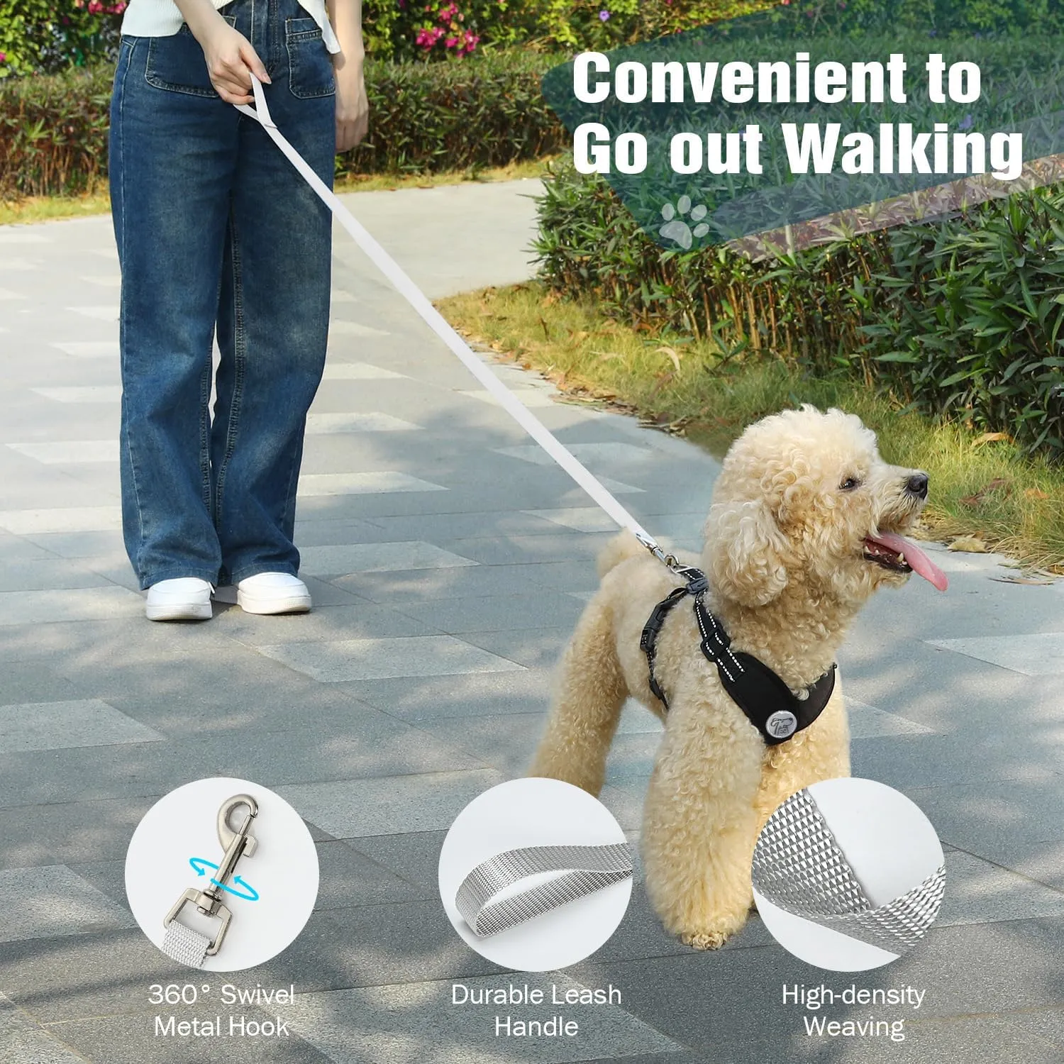 Pawaboo Small Dog Harness and Leash Set, Puppy Harness X-Frame No Pull No Choke, Dog Vest Harness Adjustable for Small Medium Sized Dogs, Soft Breathable Pet Harness for Walking Outing (S, Black)