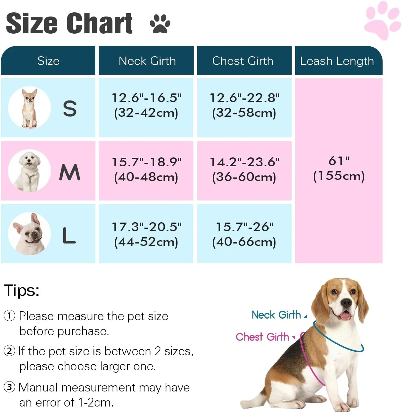 Pawaboo Small Dog Harness and Leash Set, Puppy Harness X-Frame No Pull No Choke, Dog Vest Harness Adjustable for Small Medium Sized Dogs, Soft Breathable Pet Harness for Walking Outing (S, Black)