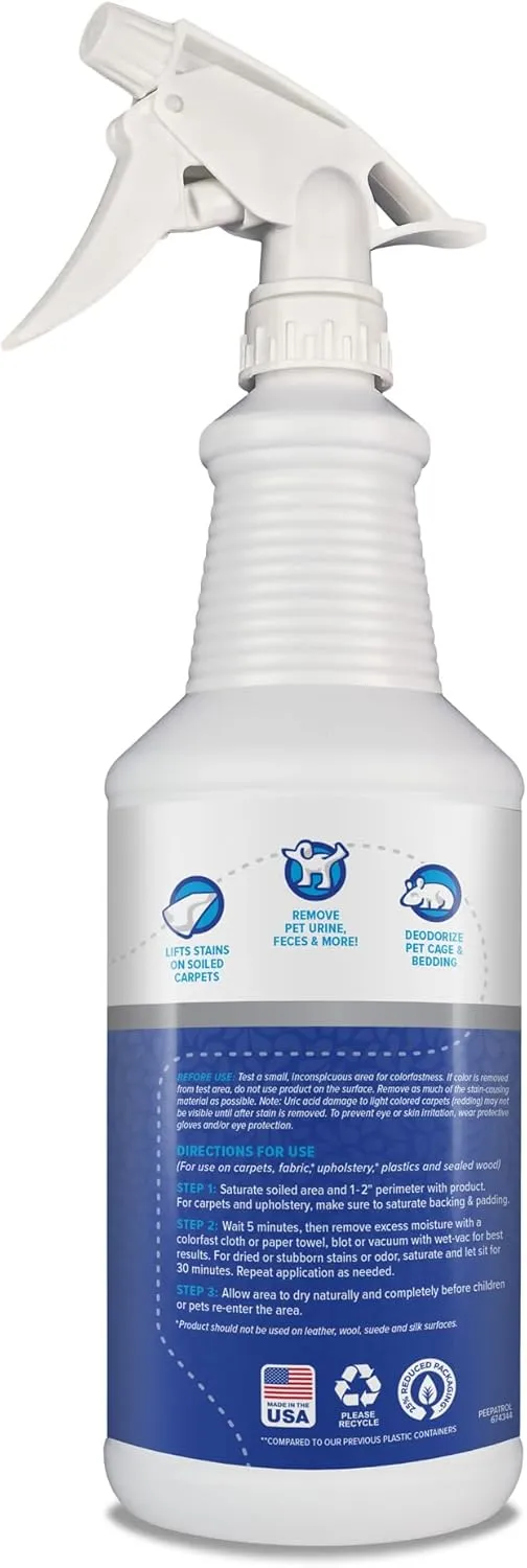 peepatrol Pet Stain   Odor Eliminator - 32 oz Spray Bottle - Professional Strength Advanced Formula Tackles Biological Messes on Fabric, Carpet, and More