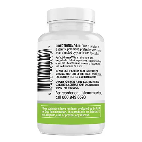 Perfect Omega Fish Oil Supplement by Therabotanics - EPA & DHA – High Absorption, Concentrated Omega 3 for Heart, Brain, Eye, & Metabolic Health. Alaskan Fish Oil Softgels - 30 Count (Pack of 1)