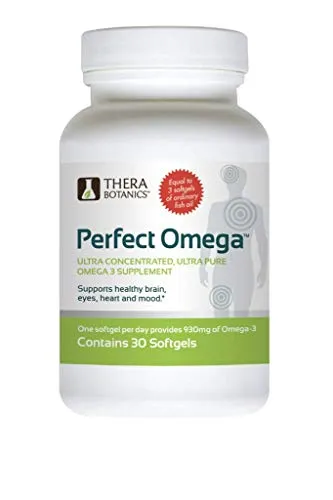 Perfect Omega Fish Oil Supplement by Therabotanics - EPA & DHA – High Absorption, Concentrated Omega 3 for Heart, Brain, Eye, & Metabolic Health. Alaskan Fish Oil Softgels - 30 Count (Pack of 1)