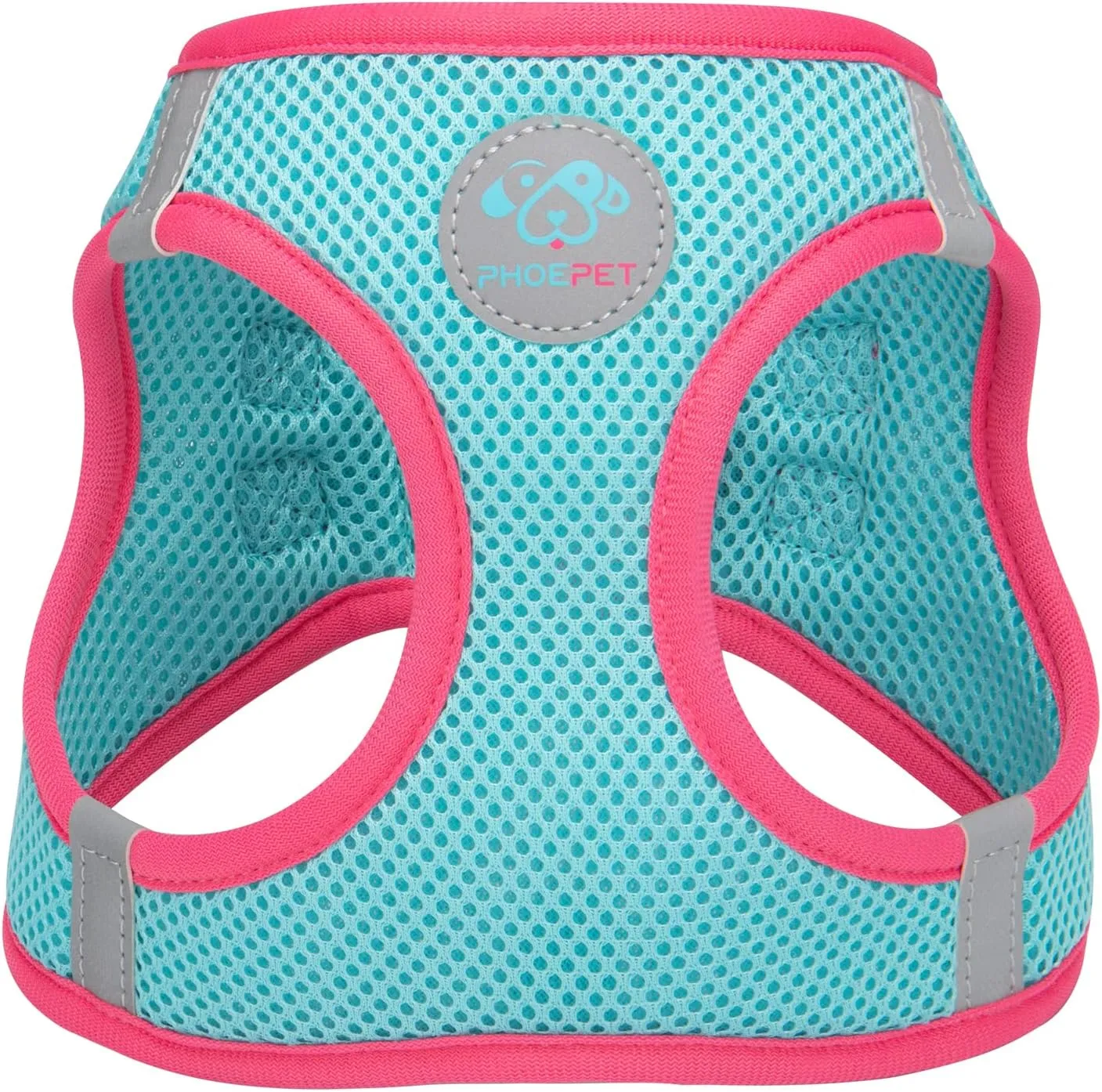 PHOEPET Step-in Dog Harness,Reflective Adjustable Dog Vest Harness, Soft Pet Walking Jacket with 2 Metal Leash Hooks for Dog and Cat(Mint Green Base & Pink Straps,M)