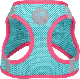 PHOEPET Step-in Dog Harness,Reflective Adjustable Dog Vest Harness, Soft Pet Walking Jacket with 2 Metal Leash Hooks for Dog and Cat(Mint Green Base & Pink Straps,M)