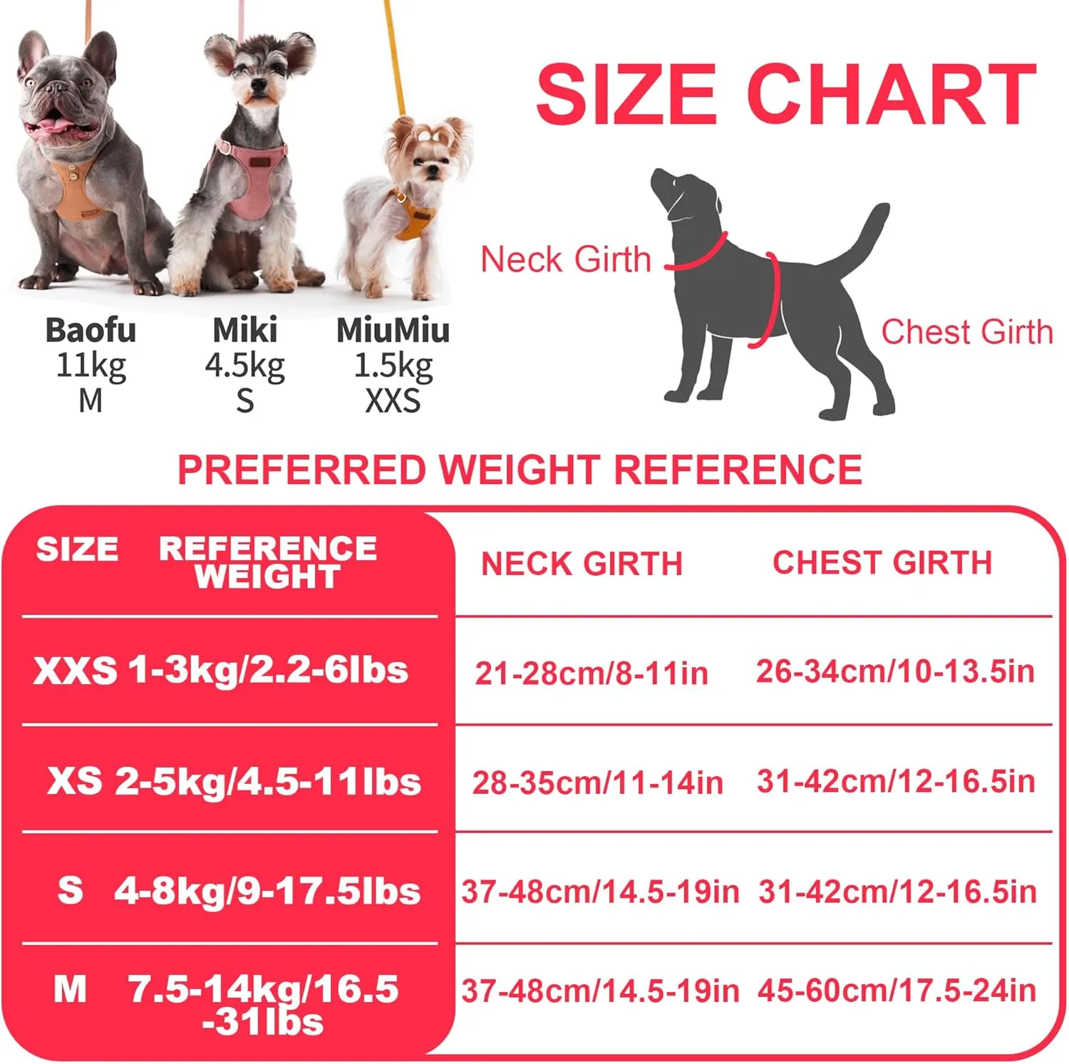 Puppytie No Pull Dog Harness with Multifunction Dog Leash,Soft Adjustable No Choke Escape Proof Pet Harness Vest for Medium Dogs or Large Dogs,Pink,M