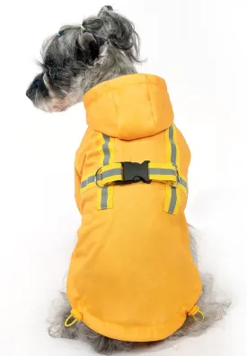 PUPTECK Dog Raincoat with Hood & Harness Built-in for Small Medium Dogs, Waterproof Dog Rain Jacket Slicker Poncho Reflective Dog Vest Clothes for Rainy Snowy Winter Cold Days, Yellow, S