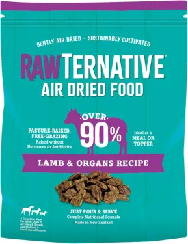 RawTernative Air Dried Dog Food, High Protein, Over 90% Real Lamb & Lamb Organs   New Zealand Green Mussels, Complete Meal or Topper, Grain Free, Gluten Free, Non GMO, (1 lb Bag)