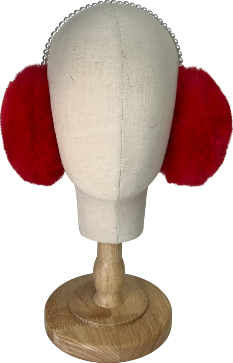 Red Earmuffs With Pearls One Size