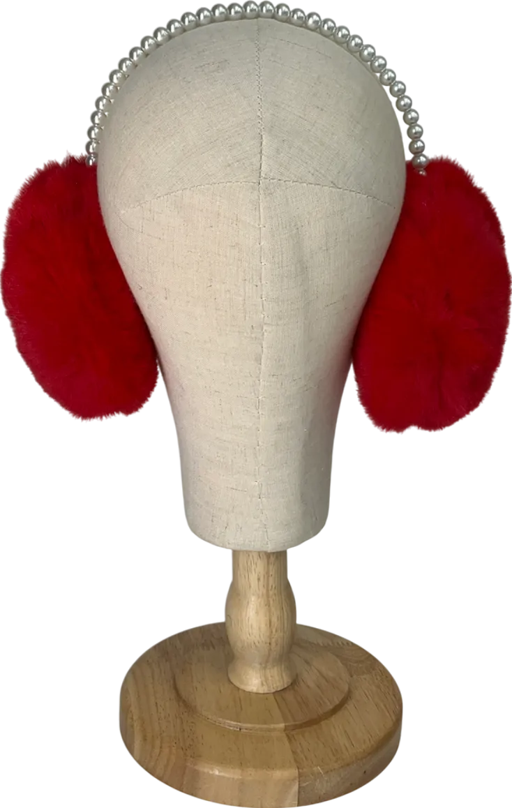 Red Earmuffs With Pearls One Size