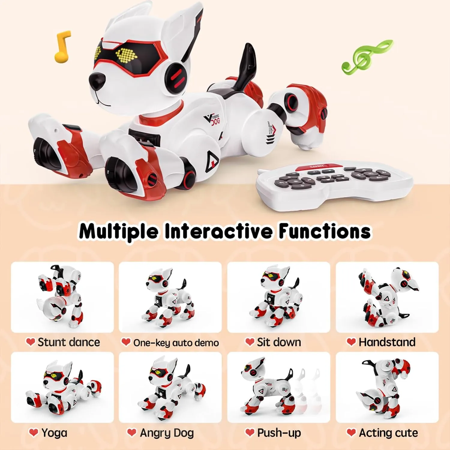 Robot Dog Toys for Kids Remote Control Interactive Robotic Pet Smart Programmable Puppy Electric Intelligent Robo Perro with Voice Control RC Stunt Music Imitation Animals Toy Girls Boys Gift