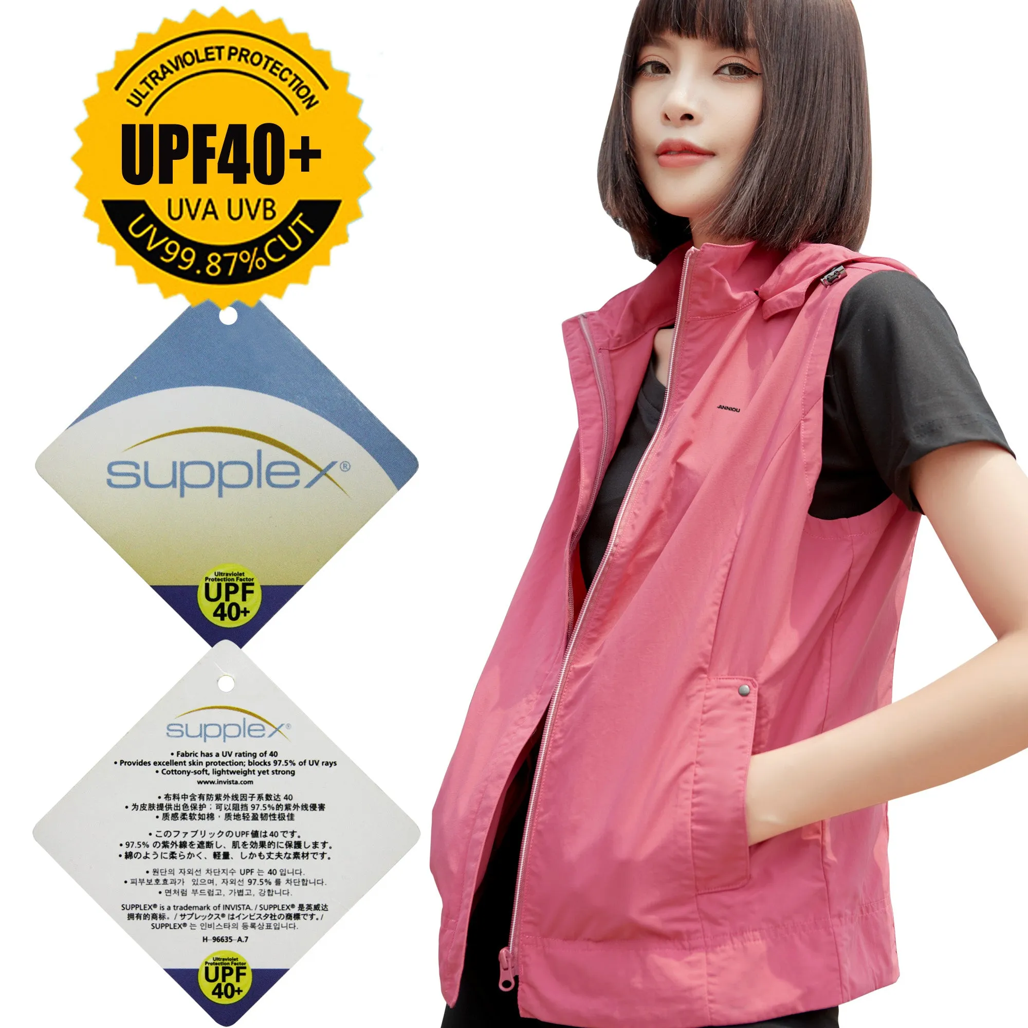 Sidiou Group Anniou Casual Sport UPF40  UV Protection Jacket Vest Breathable Quick Dry Hooded Vest Sleeveles Outdoor Cycling Running Waistcoats