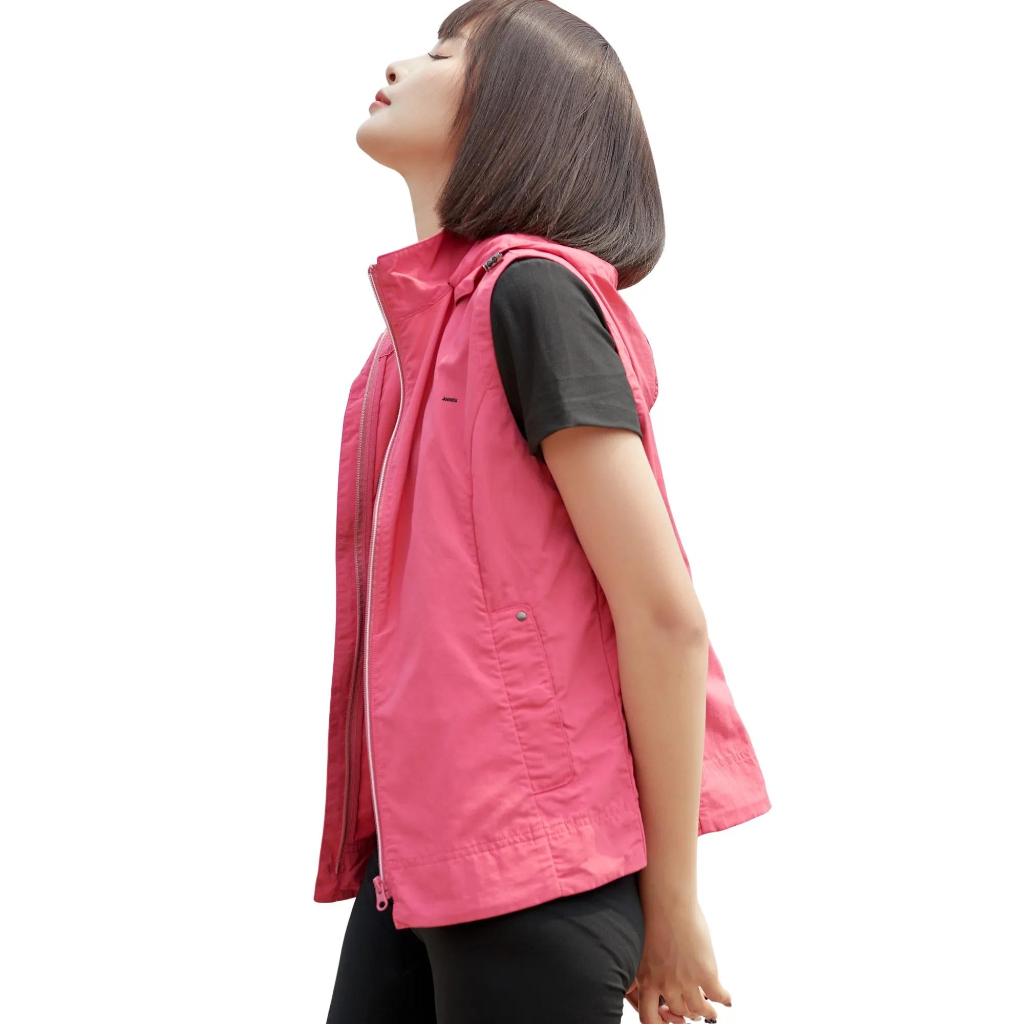 Sidiou Group Anniou Casual Sport UPF40  UV Protection Jacket Vest Breathable Quick Dry Hooded Vest Sleeveles Outdoor Cycling Running Waistcoats