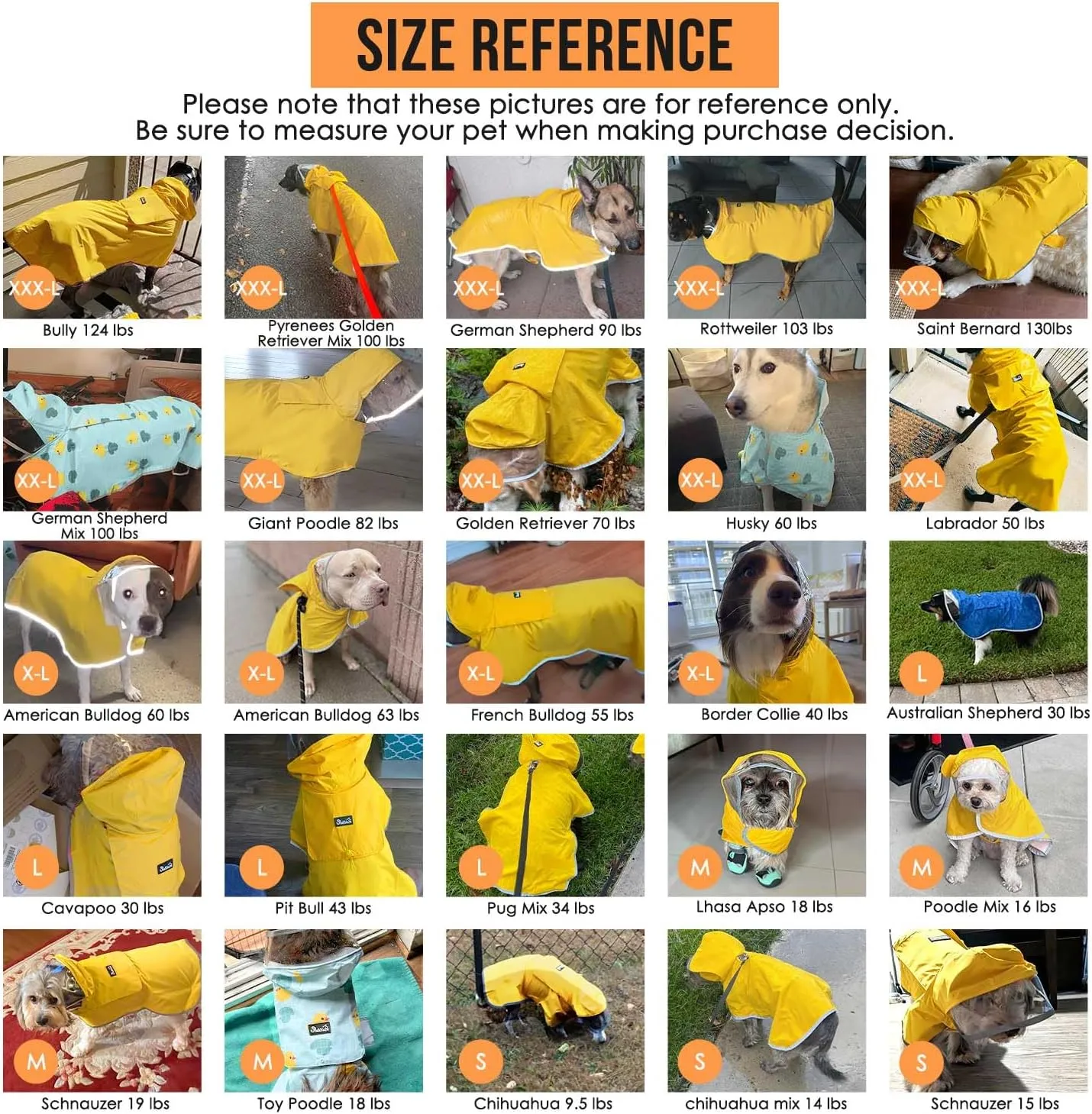 SlowTon Dog Raincoat, Adjustable Dog Rain Jacket Clear Hooded Double Layer, Waterproof Poncho with Reflective Strip Straps and Storage Pocket for Small Medium Large Dog (Yellow XL)
