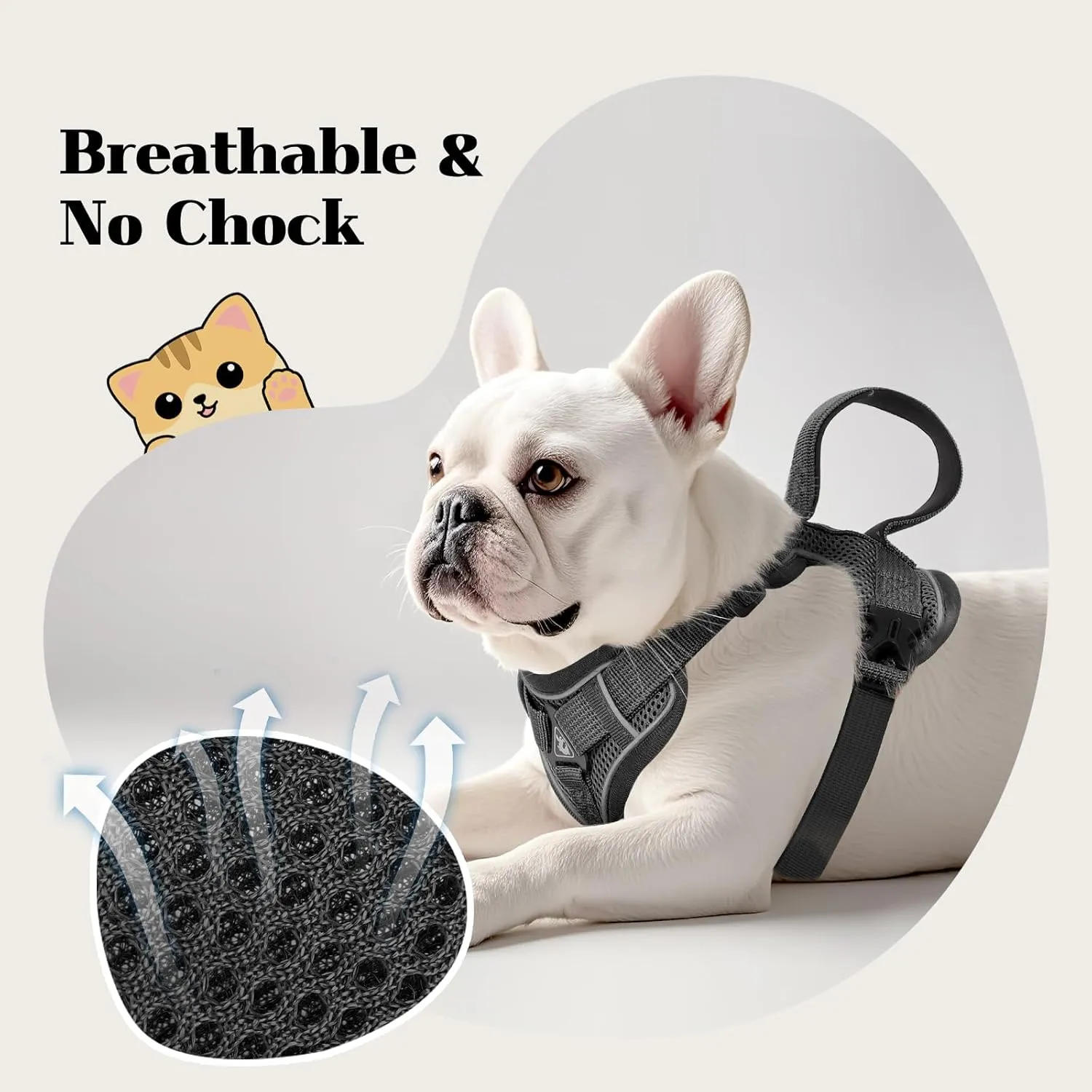 Small Dog Harness and Leash Set Adjustable Tactical Vest Breathable Puppy Harness with Handle for Walking Training Reflective XS Dog Harness