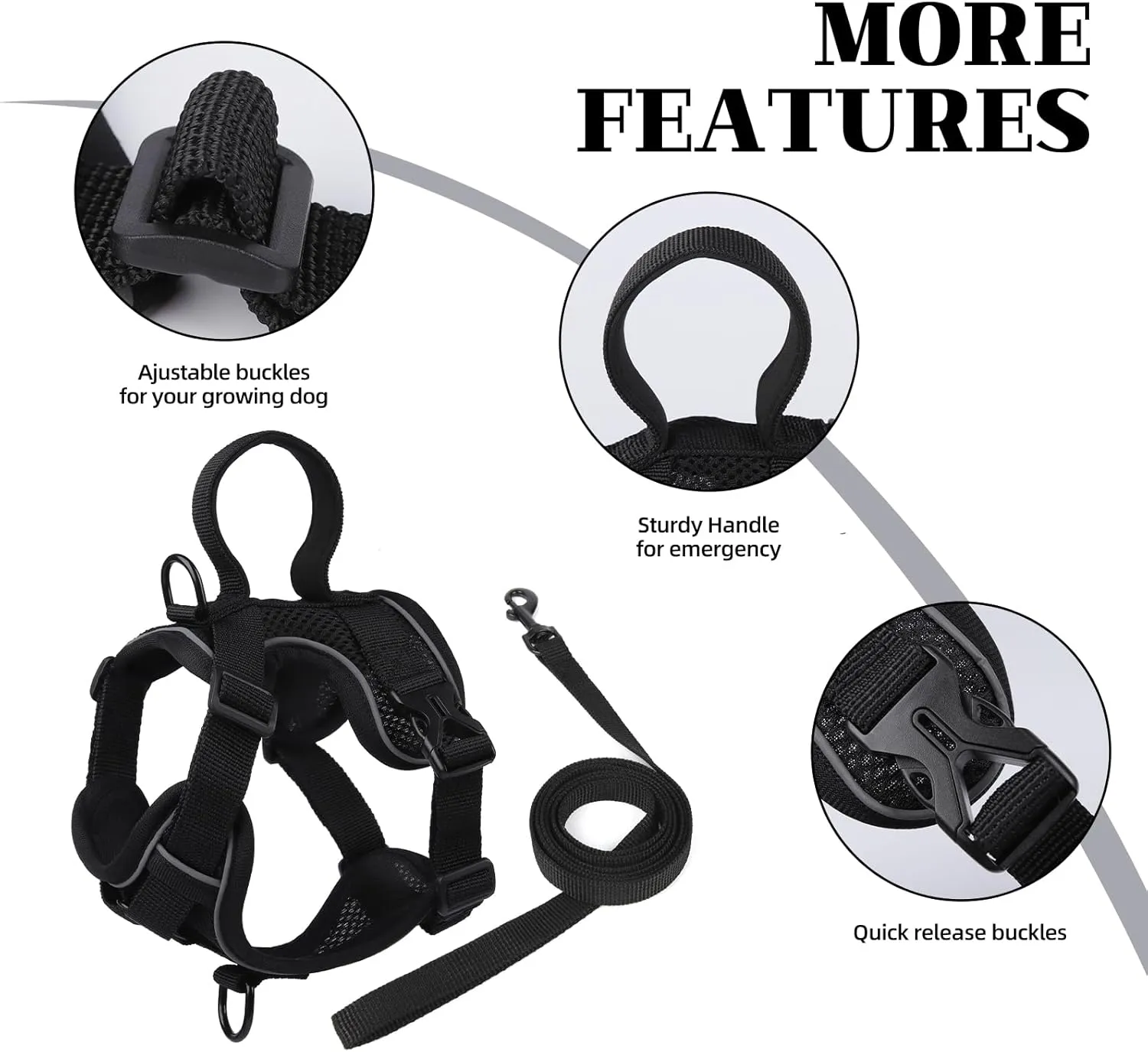 Small Dog Harness and Leash Set Adjustable Tactical Vest Breathable Puppy Harness with Handle for Walking Training Reflective XS Dog Harness