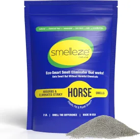 SMELLEZE Natural Horse Stall Refresher & Odor Eliminator: 2 lb. Granules. Rids Urine & Stool Smell. Keeps Stall Drier. Unscented & Safe