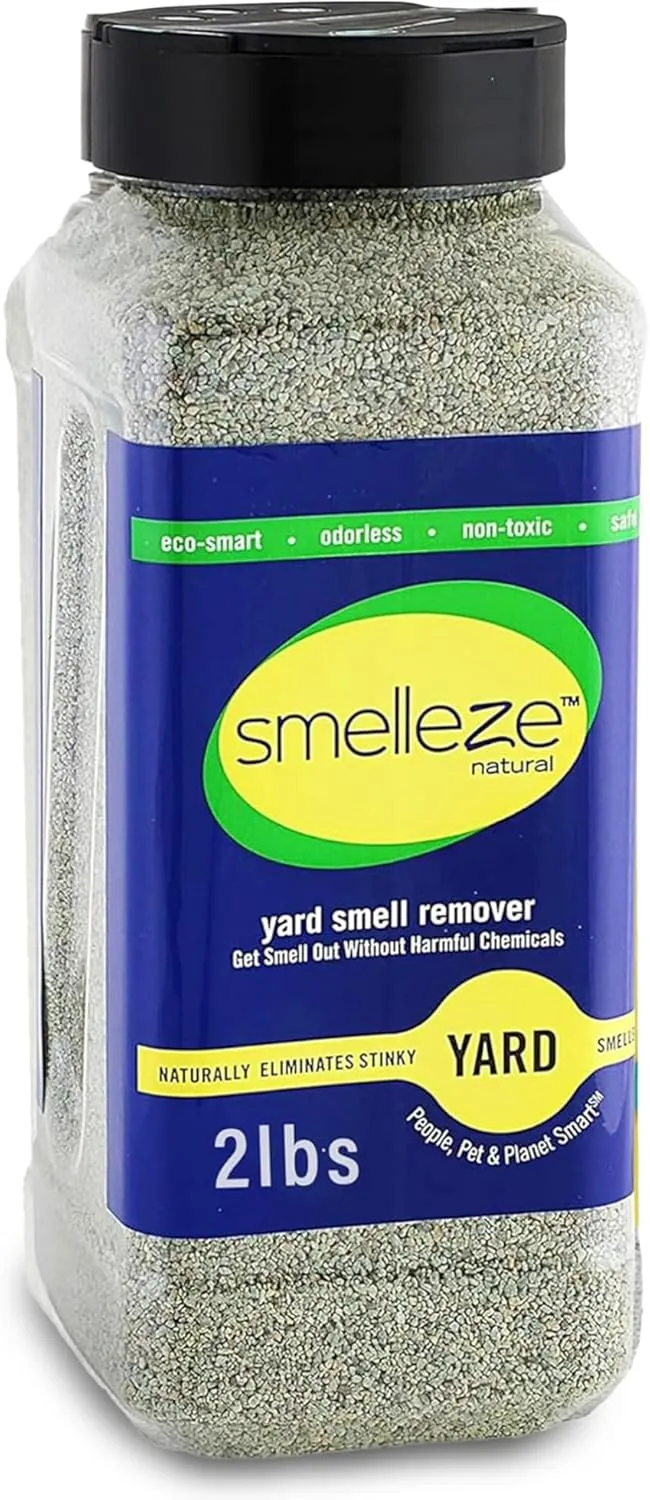 SMELLEZE Natural Yard Odor Remover Deodorizer: 2 lb. Granules Eliminate Outdoor Pet Urine & Stool Smell. Long Lasting. People, Pet, Plant & Planet Safe.