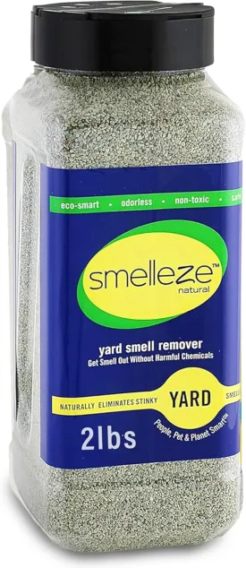 SMELLEZE Natural Yard Odor Remover Deodorizer: 2 lb. Granules Eliminate Outdoor Pet Urine & Stool Smell. Long Lasting. People, Pet, Plant & Planet Safe.