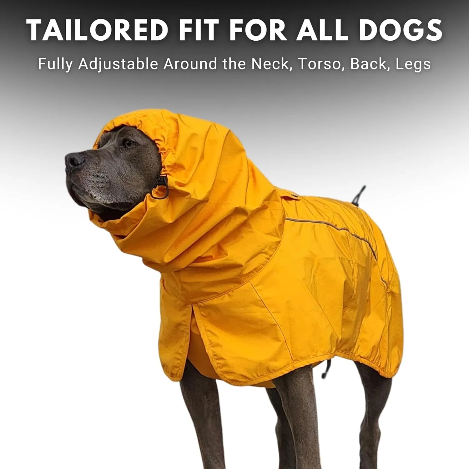 Spark Paws Dog Raincoat, Waterproof Windproof Rain Jacket, for Small Medium Large Extra Large Dogs, Reflective Breathable Full-Body Coverage Dry Suit - Mustard Yellow - M